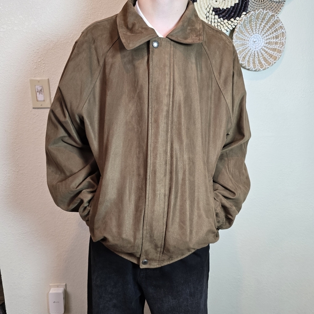 VINTAGE MEN'S CLAIBORNE BROWN SUEDE JACKET Size XL Tall